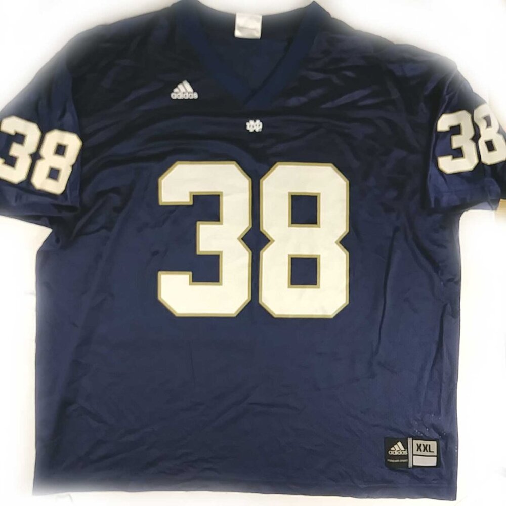 Adidas Notre Dame Fighting Irish Football Jersey #38 Kenjamie Blue Size XXL